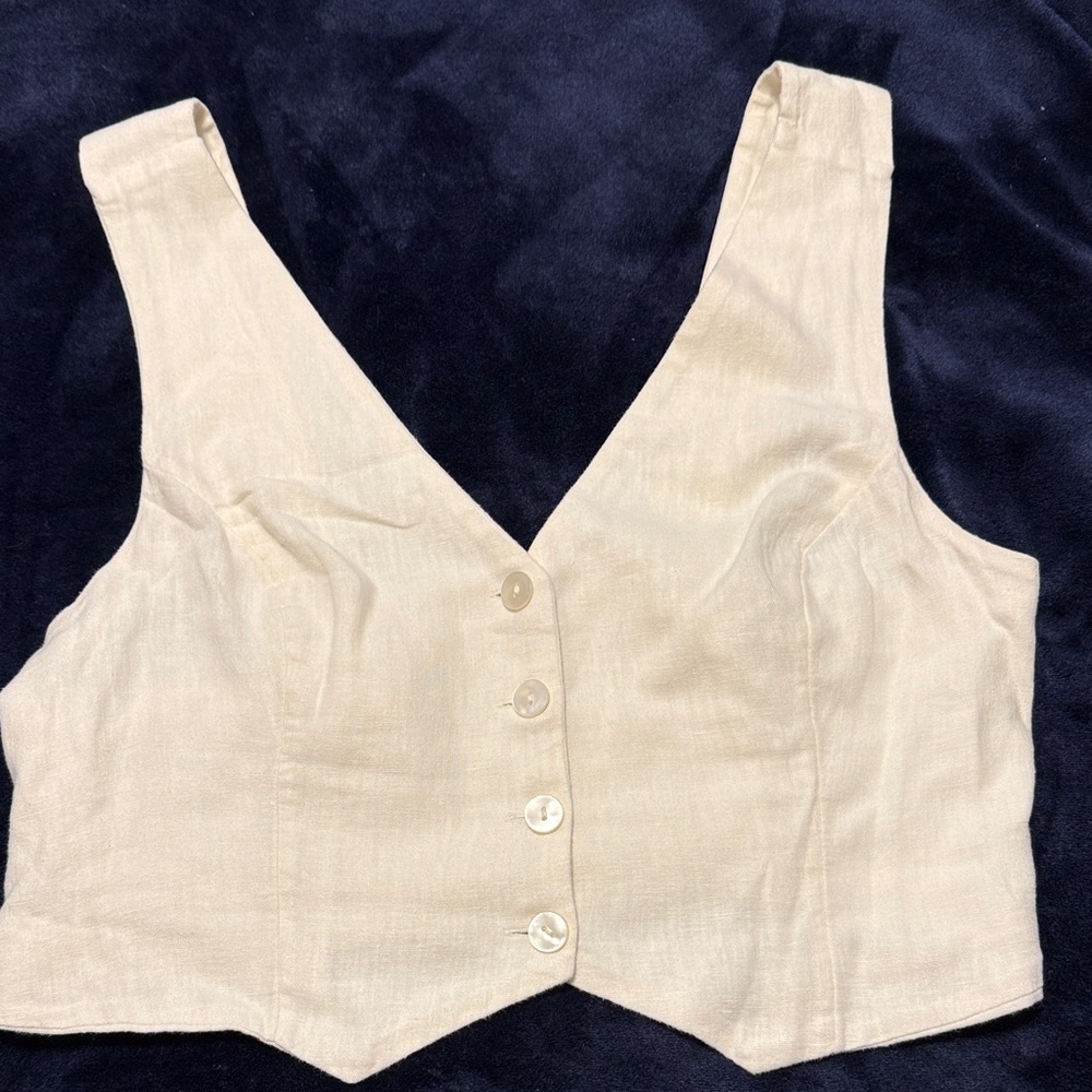 Abercrombie & Fitch Cream Linen Vest